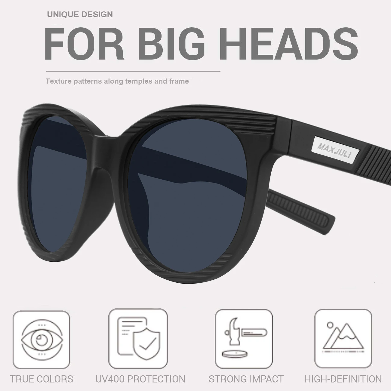 MAXJULI Polarized Round Sunglasses for Women Men with Big Heads