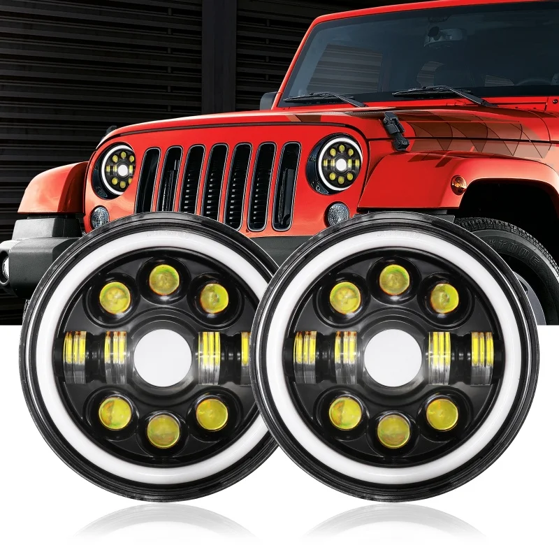 Achetez PROJECTEUR AVANT LED CODE / PHARE 7 POUCES ROND JEEP