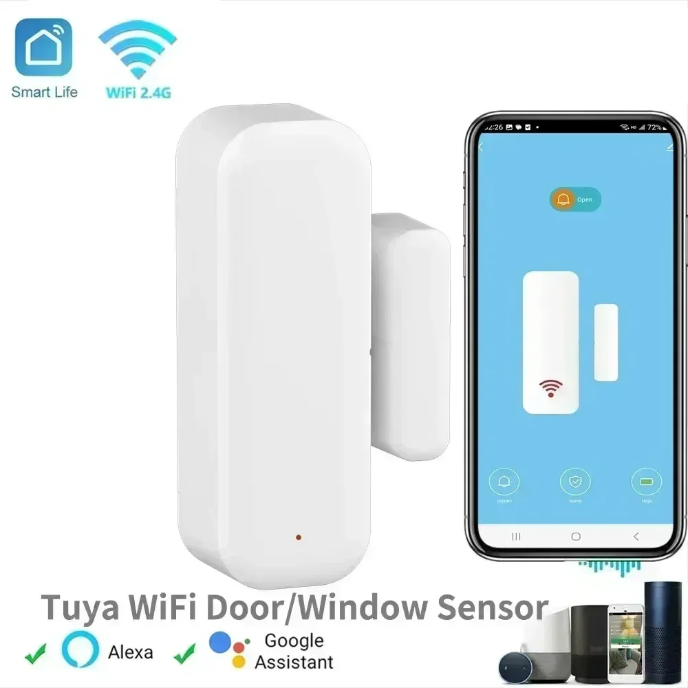 Door and window sensor Tuya WiFi Door Sensor Window Sensor Smart Home Wireless Door Detector Smart Life APP Remote Control for Alexa Google Home