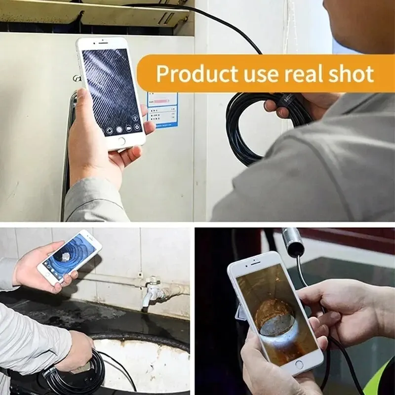 Inspection Camera Mini Endoscope Camera 1080P 3 In1 Endoscope Camera Sewer Industrial Piping Car Inspection Endoscopic 8Mm USB/Micro USB/Type-C Inspection Camera