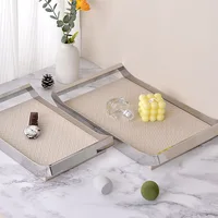 Vintage Metal Storage Tray Square Handle Bread Tray Cake Snack Container Beauty Salon Tray Home Decoration 1