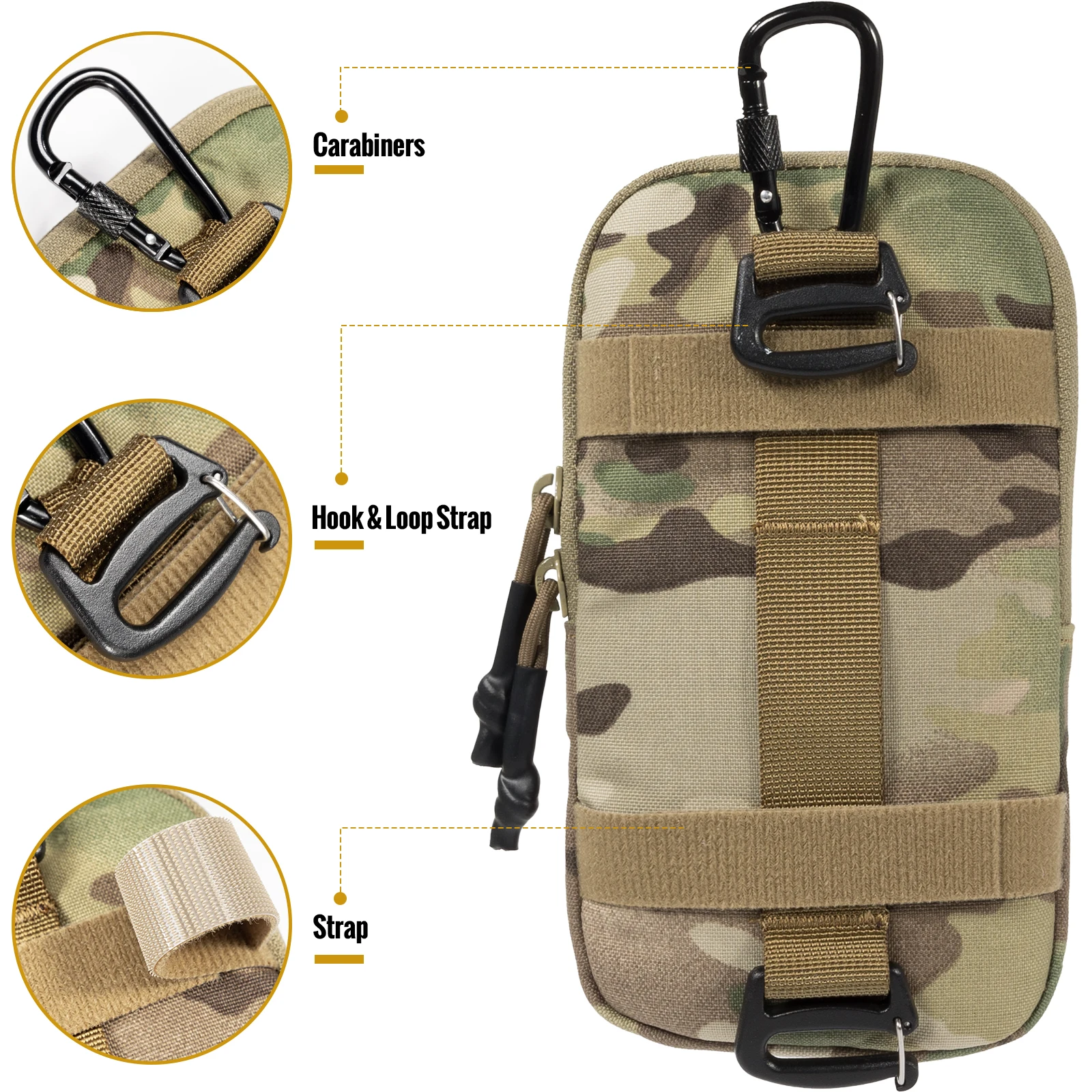 OneTigris Molle Phone Pouch Cell Phone Holder with Belt Loop EDC Utility Gadget Waist Bag Zipper- Tactical Cell Phone Holster 3