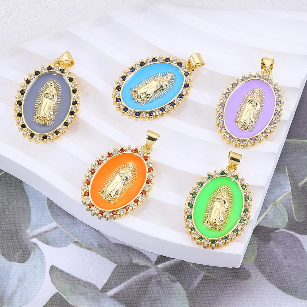 Juya handgemachte 18K echt vergoldete christliche Heilige Maria Jungfrau Emaille Charms für DIY Frauen religiöse Handarbeit Schmuckherstellung – Detail 2