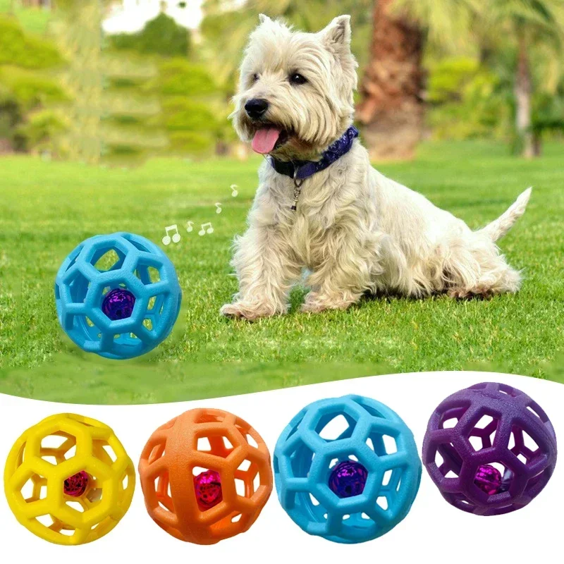 Cats and Dogs with Hollow Balls Cleaning Teeth Without  Deformation  Toys TPR Plastic Rubber Balls Christmas Bells Pet Toy Balls 3