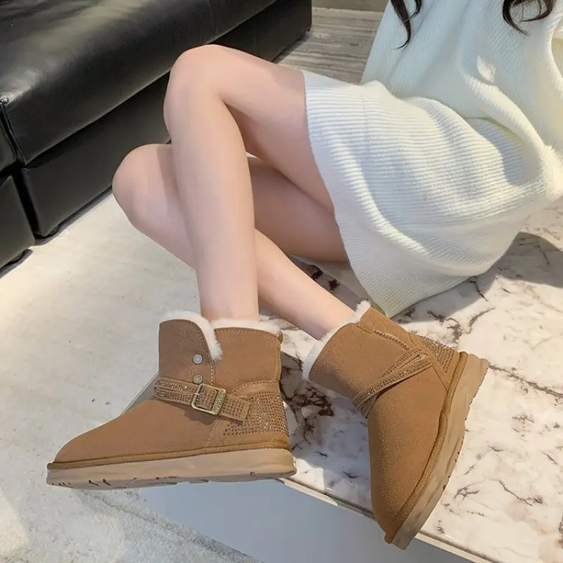 2024 NEW Australia Women Designer Snow Winter Cowskin Boots Fashion Ladies Platform Fur Boots Classic Suede Wool Ankle Booties