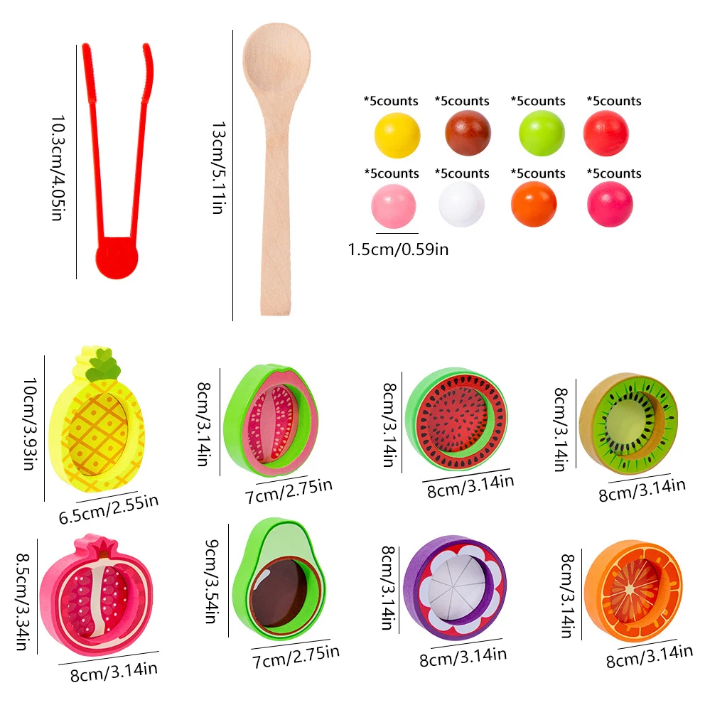 Children Fun Fruit Counting Color Classification Cup Early Education Bead Clip Game Exercise Fine Motor Educational Toys