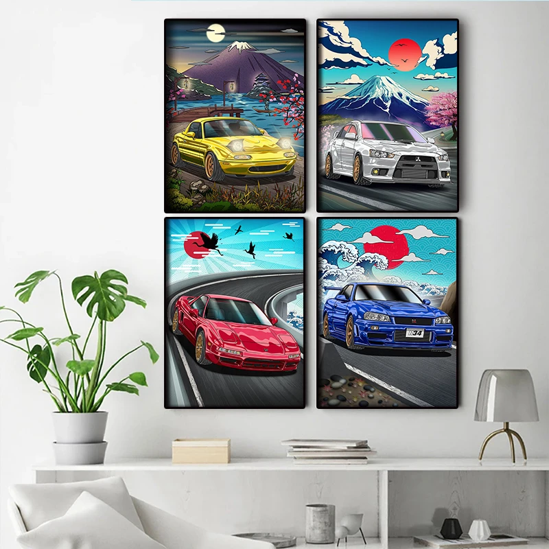 MAN DOM マンダム　ポスター　汽車 Amazon.com: Jdm Car S13 Purple Japanese Drifting Car Posters
