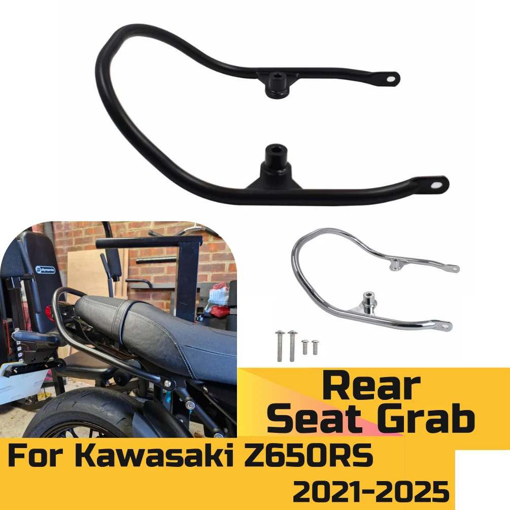 Motocicleta Z650RS Pasajero Trasero Pillion Grab Bar Asiento Grande Side Hand Rail Reposabrazos Trasero Manijas Kit Acero Al Carbono Para Z 650 RS Z650 RS Z-650-RS 2021 2022 2023 (Negro