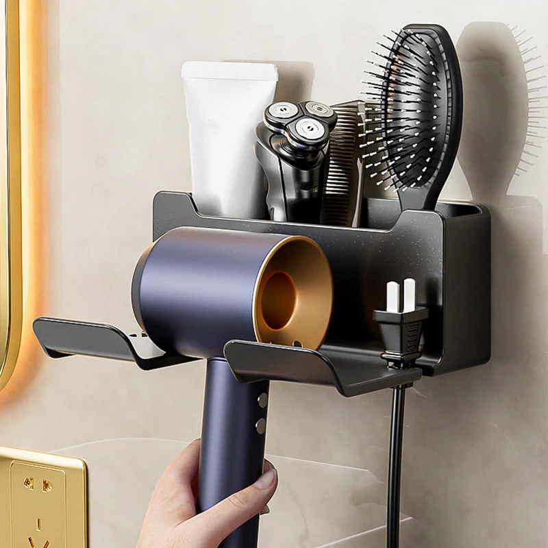 Wall-mounted Punch-free Hair Dryer Rack Bathroom Bracket Bathroom Rack bathroom shelf rack bathroom storage rack storage rack hair dryer storage rack hair dryer holder