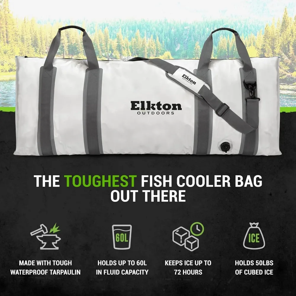 Outdoors Insulated Fish Cooler Bag Leakproof Fish Kill Bag 40x20in and 60x20in Cooler with Easy Grip Carry Handles