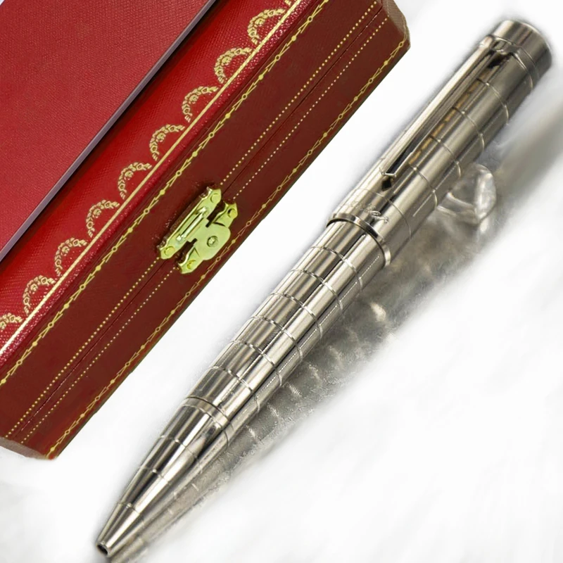 Luxury Classic Silver Checkered Ballpoint Pen With Box Office School Stationery With Smooth Writing