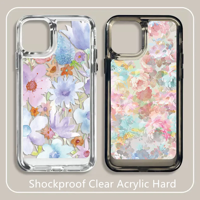 Custodia Per Telefono Art Graffiti Pink Purple Flowers Per Iphone 14 13 12 11 Pro X Xs Xr Max 15 Plus Cover Posteriore In Acrilico Antiurto Alla Moda