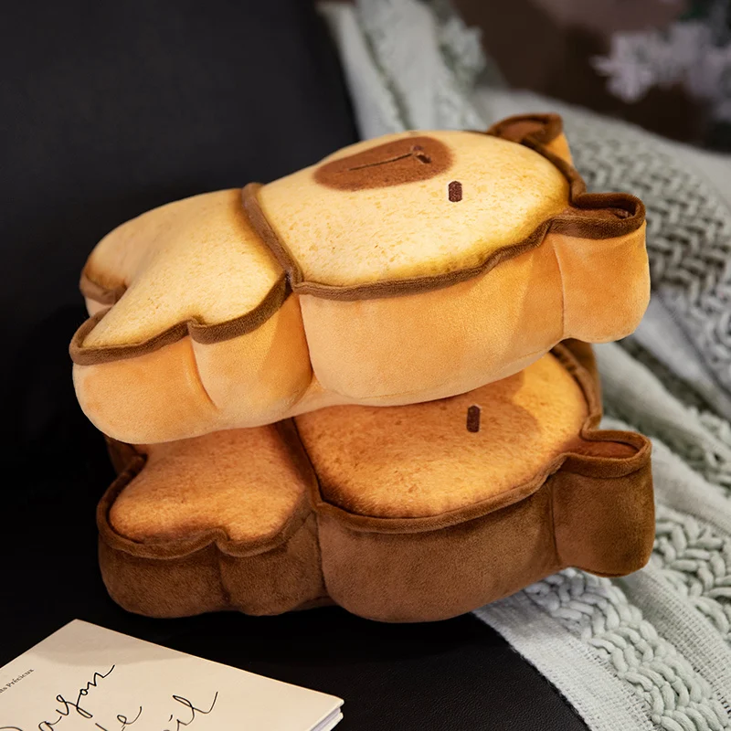 Capybara Bread Pillow - Cute Toasted Soft Doll & Warm Hand Cushion