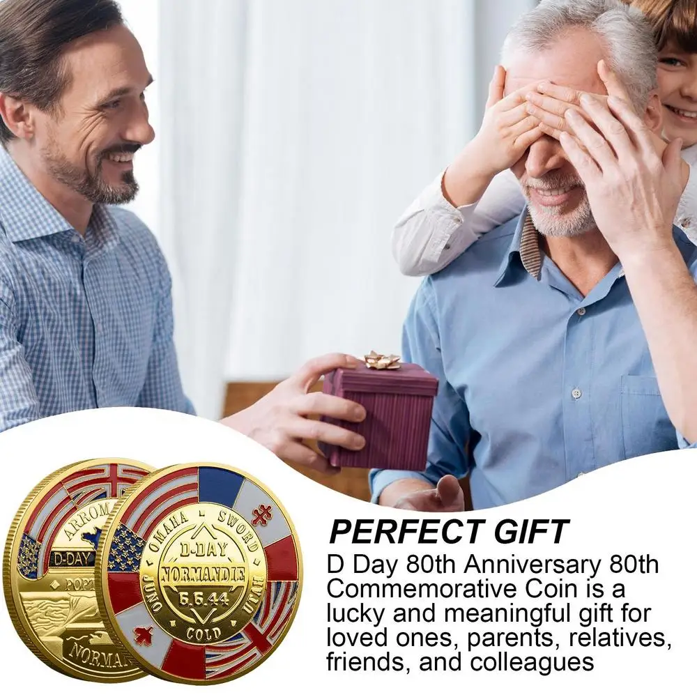 Description Picture 4 of itemNon-currency Anniversary Challenge Coin D Day 80th Anniversary Normandie Commemorative Coin D-Day Maple Leaf Coin Collectibles