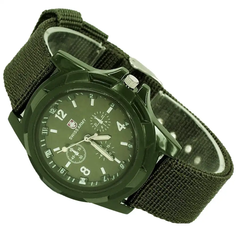Men's Quartz Watch with Nylon Canvas Strap - Casual Sports Wristwatch