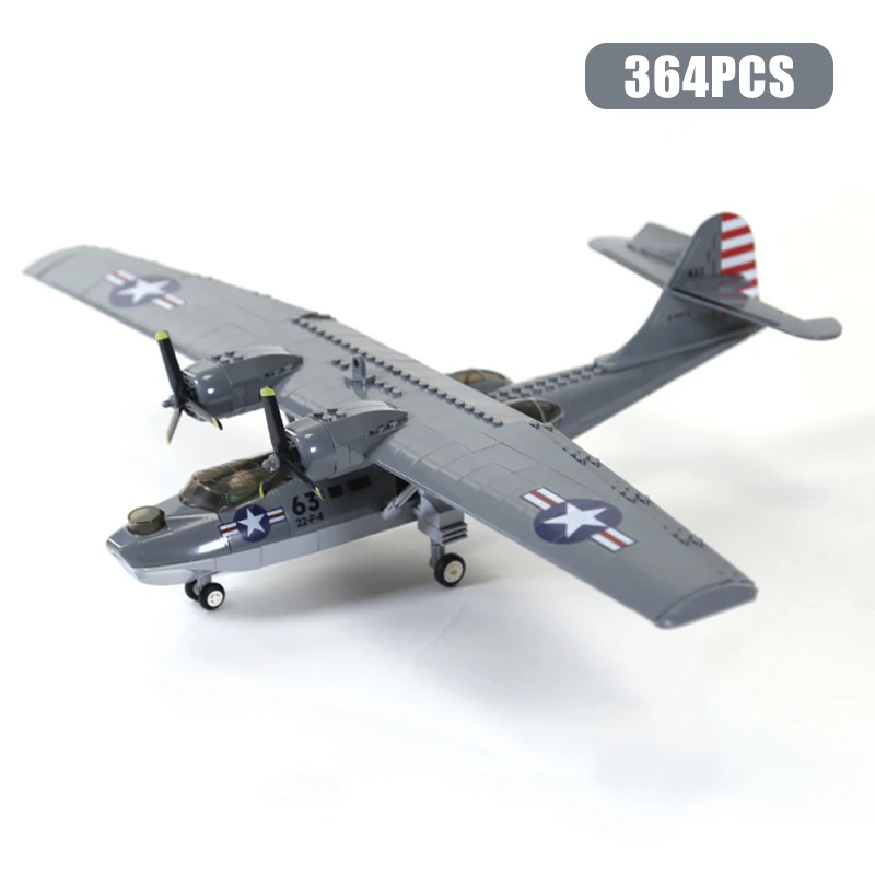 Military Aircraft CONSOLIDATED PBY-5A CATALINA Seaplane Model Building Blocks Technical Air Force Airplane MOC Bricks Toys Gifts