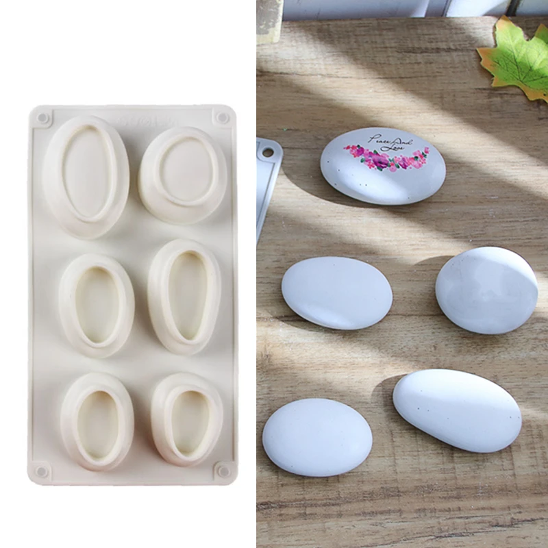 SILIKELOVE 4 Cavity Oval Soap Mold Silicone Molds for Soap Making