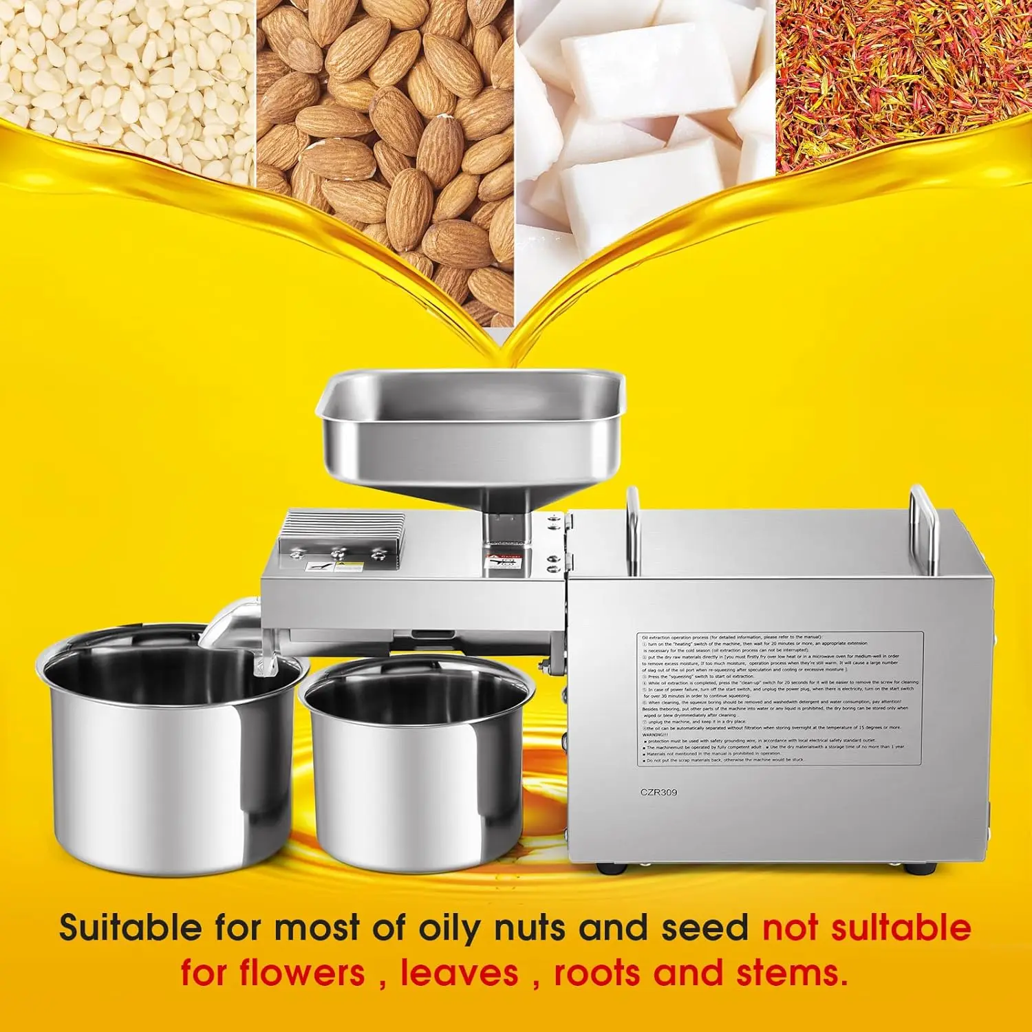 1500W Commercial Automatic Oil Press Machine Industrial Oil pressing machine Nuts Seeds Oil Presser Pressing Machine Cold 2