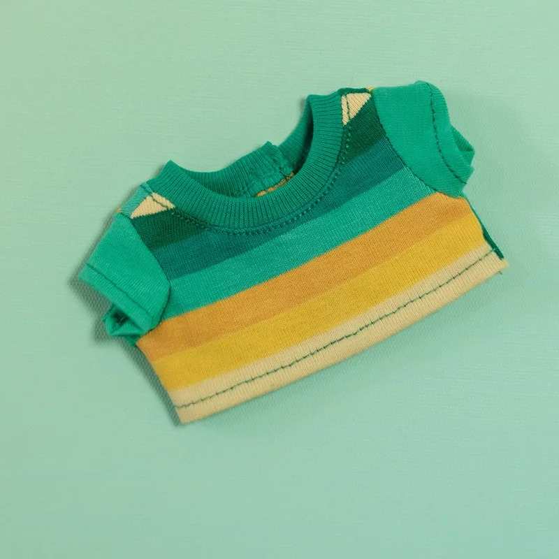 Clothes For Labubu 17cm Dolls The Monster Outfit Accessories Gifts Colorful Stripe T-shirt 1st & 2nd Gen Blind Box Accessories