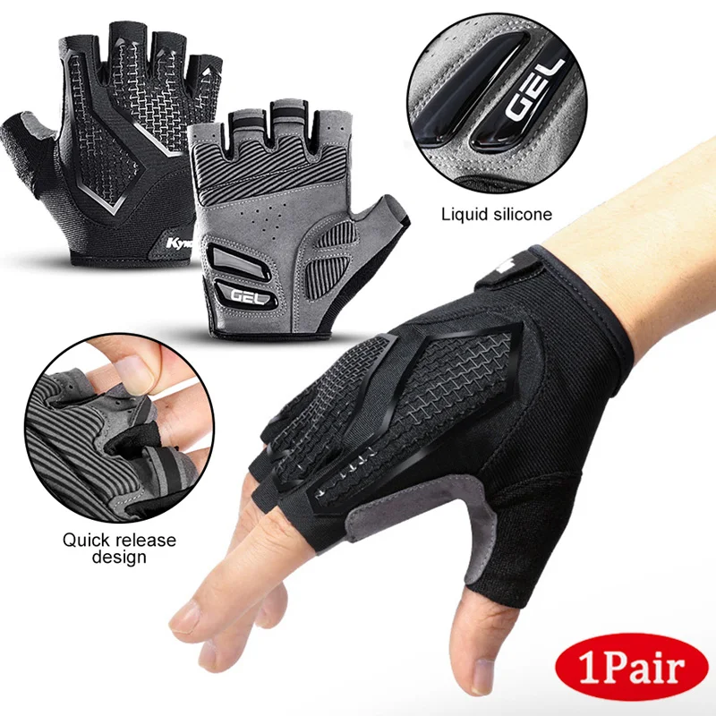 Anti Slip Shock Breathable Half Finger Gloves Breathable Cycling Gloves Fitness Gym Bodybuilding Crossfit Exercise Sports Gloves