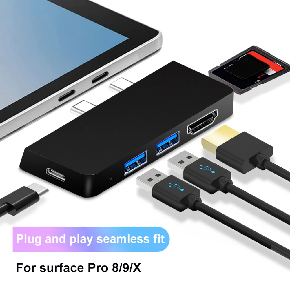 6 In1 Docking Station Hub 4K Hdmi Compatibile Usb Hub Expander Hard Drive Docking Station Adattatore Per Disco Rigido Per Surface Pro 8/9/X
