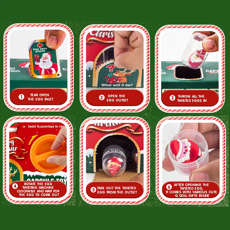 X'max Gift Christmas Toys Gashapon Machines with 6 Random Capsule Toys Egg Twisting Machine Cardboard Box Surprise Blind Box 5
