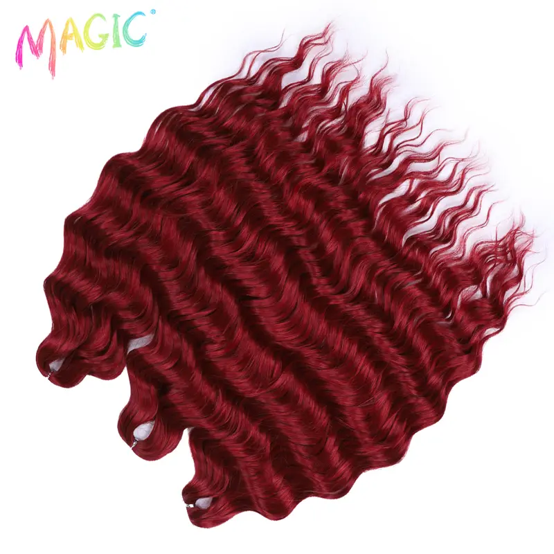Anna Synthetic Hair 24 Inch Water Wave Braiding Hair Extensions Ombre Blonde Deep Wave Afro Curl Twist Crochet Hair for Women - Image 75