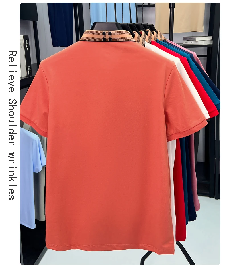 High quality striped lapel short sleeve T-shirt men's summer comfort fashion trend loose casual new breathable luxury polo shirt 16 S305904d797a24bc989b858bf997dd6ebG