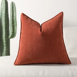 Elegant Soft Chenille Decorative Throw Pillow Covers - 50x50cm 2pcs (Burnt Orange)
