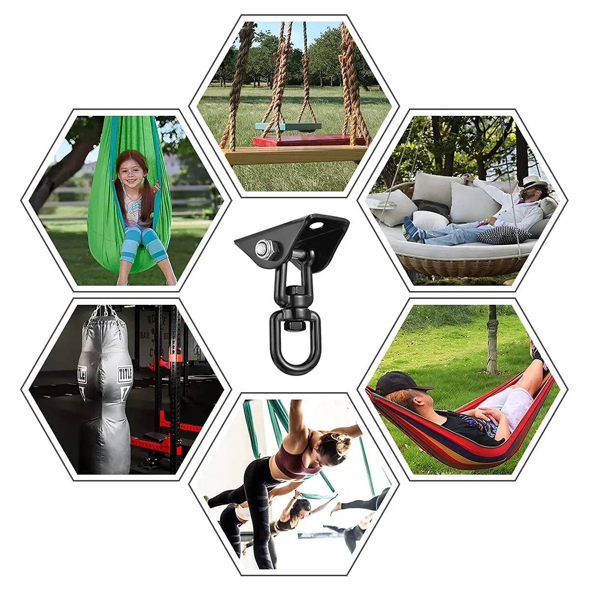 Hammock Hanging Kit 1pc 360&deg; Rotate Heavy Duty Swing Permanent Antirust Stainless Steel Silent Hooks
