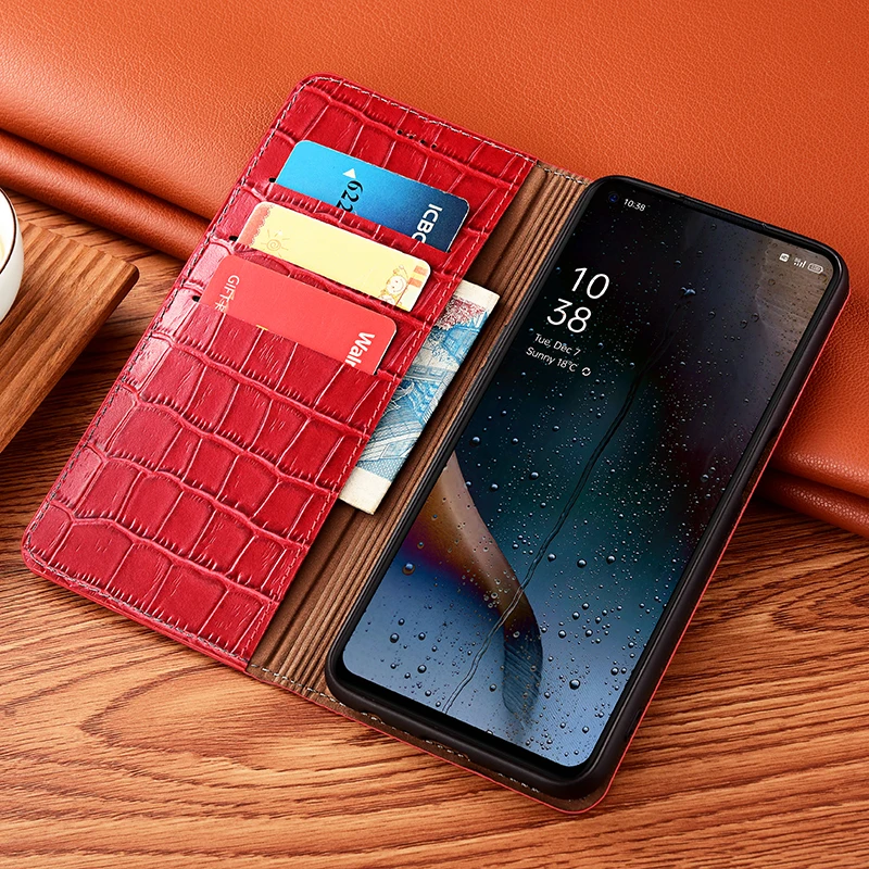 Bamboo Knot Pattern Genuine Leather Flip Phone Case in Cowhide