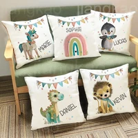 Personalized Pillow Case Animal with Name Pillow Dust Cover Bedroom Kids Wild Party Decor Pillowcase Birthday Gift for Children 1