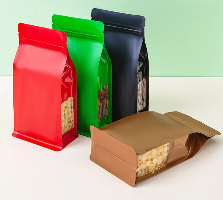 50PCS 3D 다채로운 알루미늄 호일 창 지 플락 보이는 가방 매트 스낵 커피 콩 말린 과일 향신료 시리얼 포장 파우치