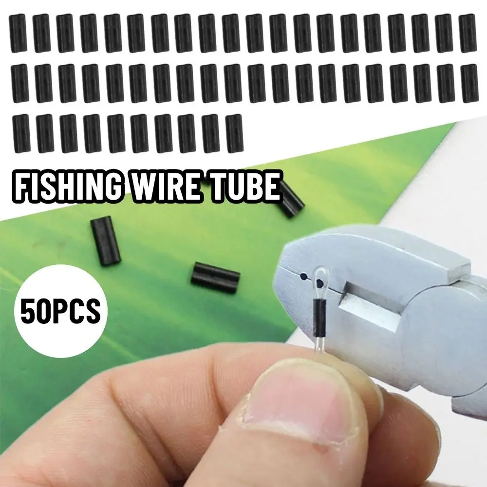 Double Oval Fishing Line Crimping Tube Wire Crimp Connector Carbon tube Fishing Crimp Sleeves Accessories 50pcs 0.6mm 0.7mm