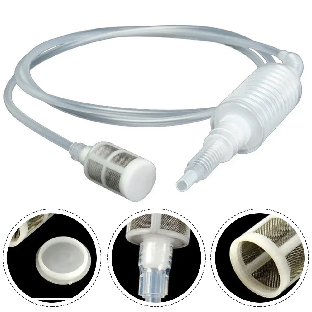 Food Safe Silicone Siphon Pipe Manual Water Changer Includes Hand Pump & Filter 2 Meters Length Simple Liquid Transfer Assistant