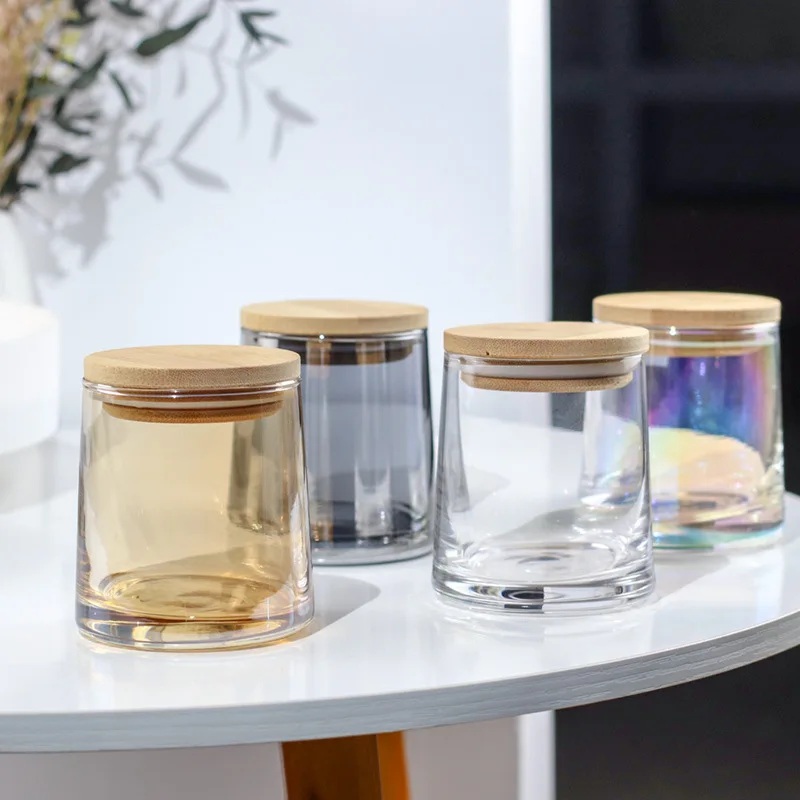

3pcs Candle Jar Diy Scented Candle Making Colored Glass Candle Empty Cup with Wooden Cover Candle Making Supplies Candle Jar n