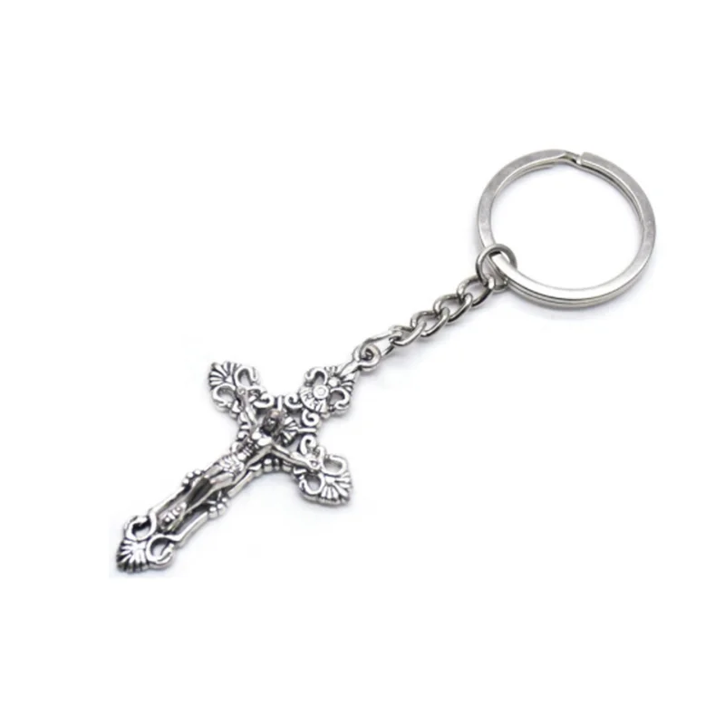 

Retro Silver Simple Style Cross Keychain Pendant, Christian Jewelry, Travel Souvenirs, Gifts, Giveaways for Guest, 50Pcs Lot