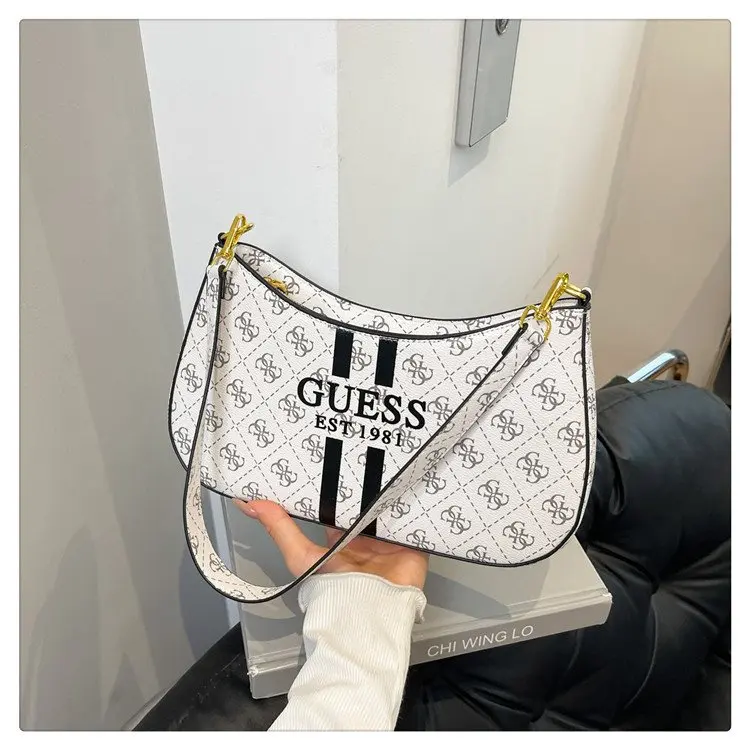 2025 New! Light Luxury Old Flower Crescent Messenger Bag - Trendy Armpit Bag for Women, Adjustable Strap & Vegan Leather