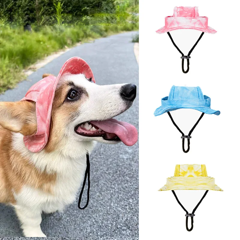 Pets Hat with Ear Holes Adjustable Baseball for Medium Small Dogs Summer Dye Cats Sun Cap Pet Outdoor Hat Supplies dog hats