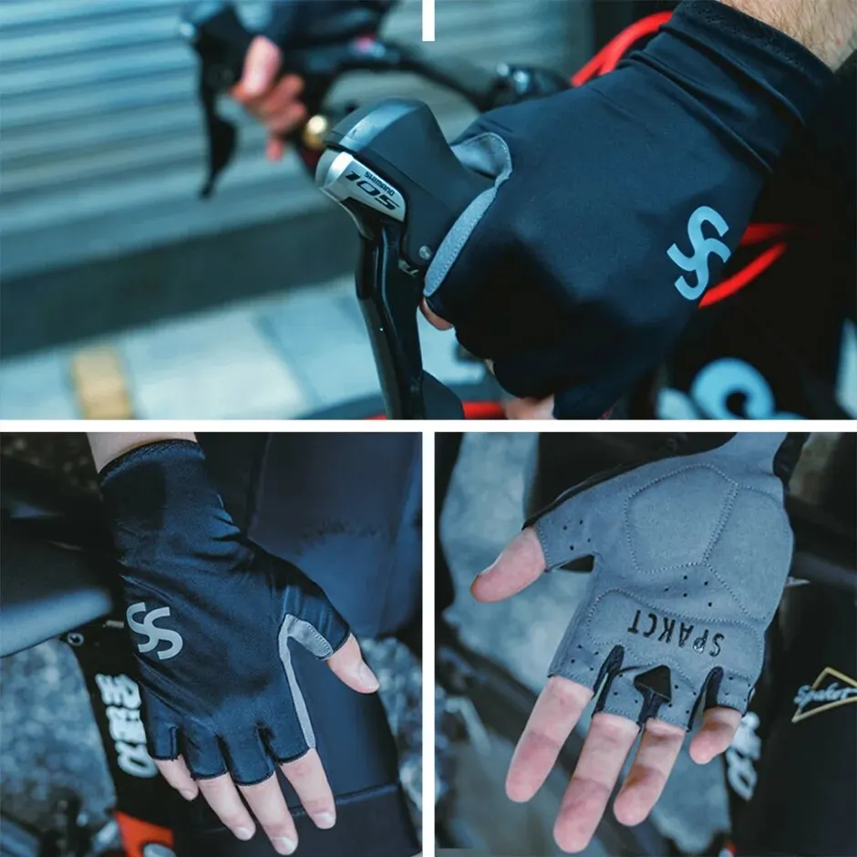 Gants De Cyclisme RockBros Demi-doigt - Soie Glacée Antichoc - VTT Route Vélo - Noir