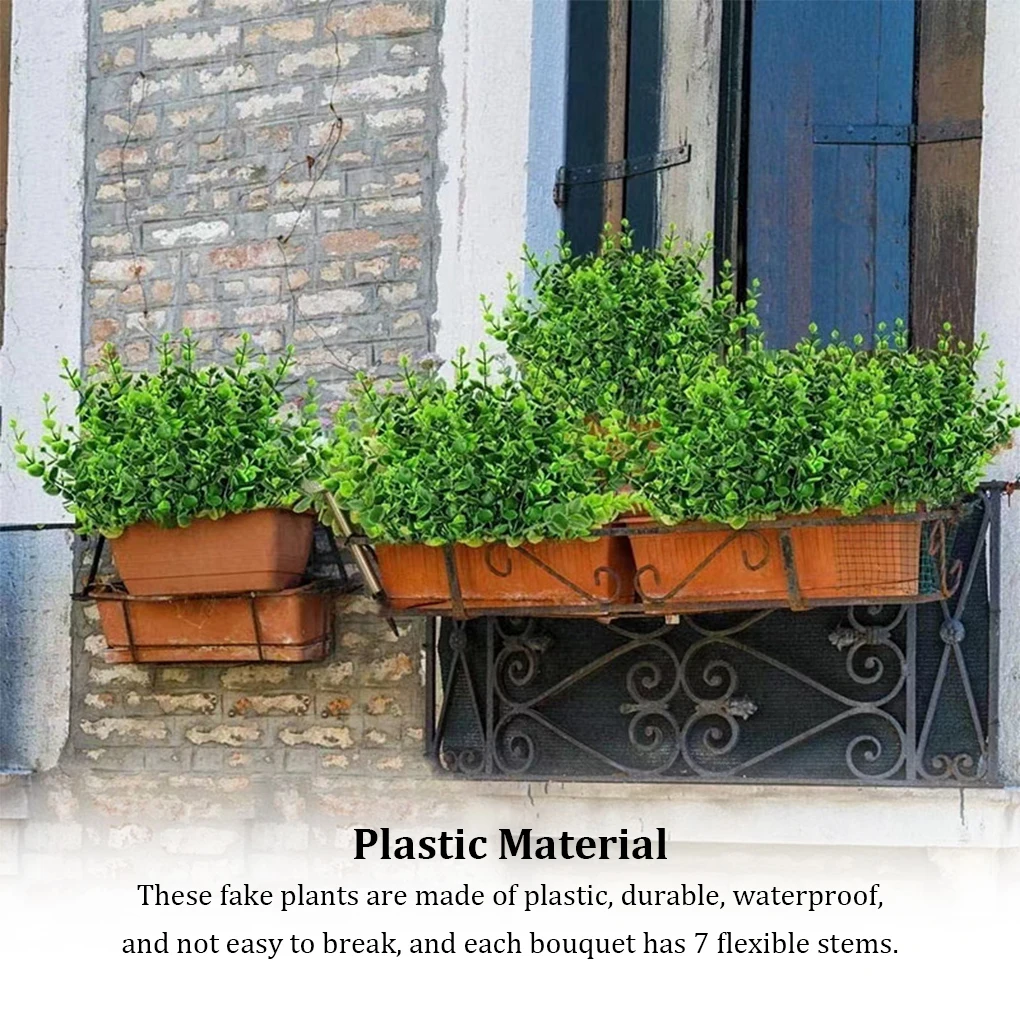 

10 Pieces Artificial Plants Bushes Realistic Flowers Plastic Shrubs Eucalyptus Leaves Bundles Centerpiece Office