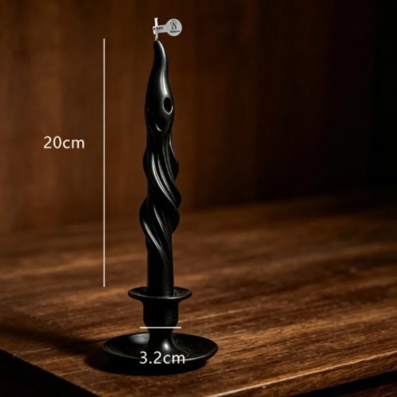 Halloween Taper Candles - Black Spooky Shapes for Gothic Table Decor Halloween Decorative Candles Black Taper Candle Mummy Ghost Owl Long Candles for Holiday Decoration 5