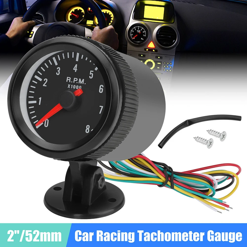 2" 52mm Car Tachometer Gauge Meter 0-8000 RPM 12V For 1-8 Cylinders Gasoline Car tachometer gauge engine tachometer tachometer meter car dashboard instrument