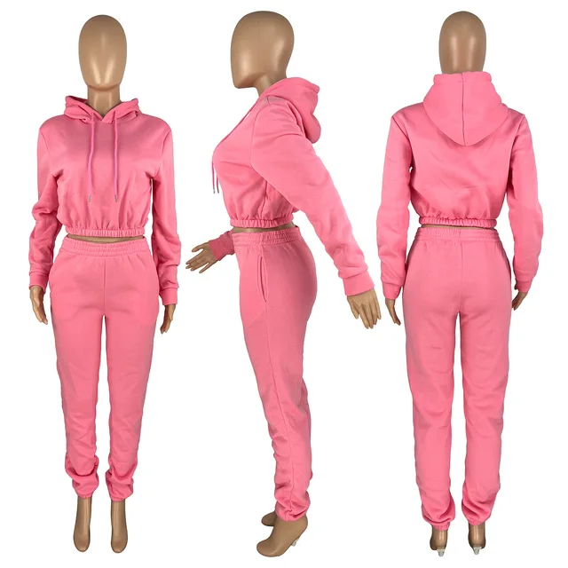 Winter Women's Hood Tracksuit Sweatsuit Set