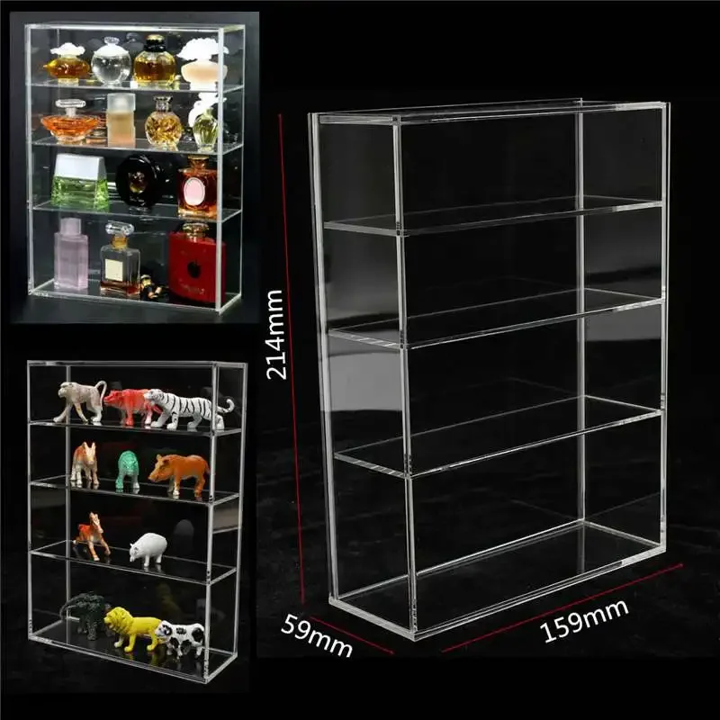 High Gloss Acrylic Show Case Display Box Sliding Door for Mini Perfume Bottle Jewelry Crafts 214x159x59mm