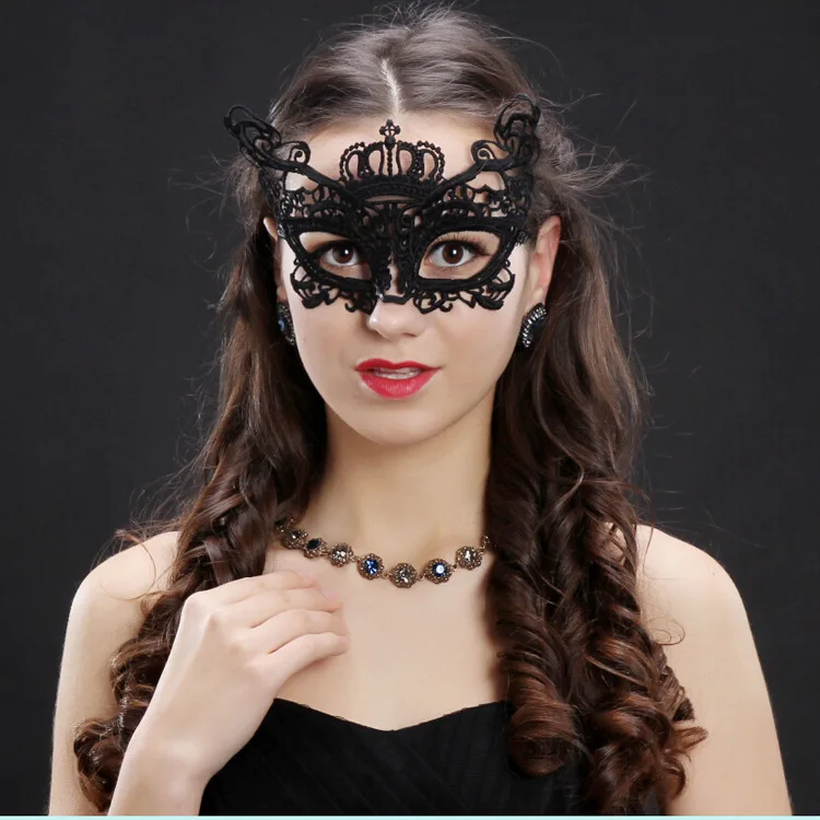 Schwarze Fantasy Spitzenmaske Leidenschaft Augenmaske Bühnenaufführung Maskerade Maske für Halloween Party Cosplay Maske Laufsteg Augenmaske – Detail 18