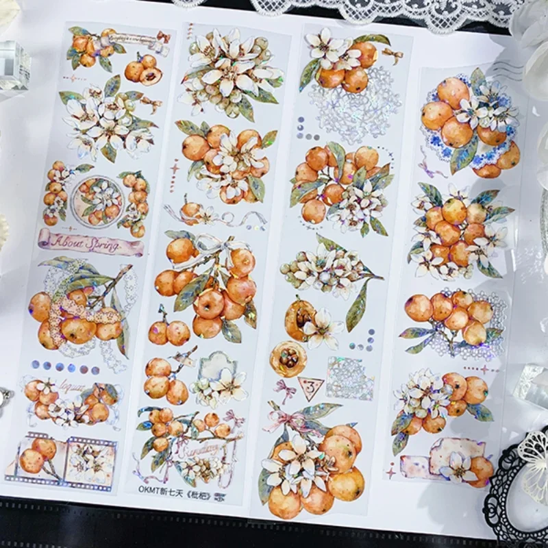 

OKMT винтажная Маскировочная лента с цветами Loquat Washi/наклейки для домашних животных, декоративные наклейки для журнала, 6 см x 5 м