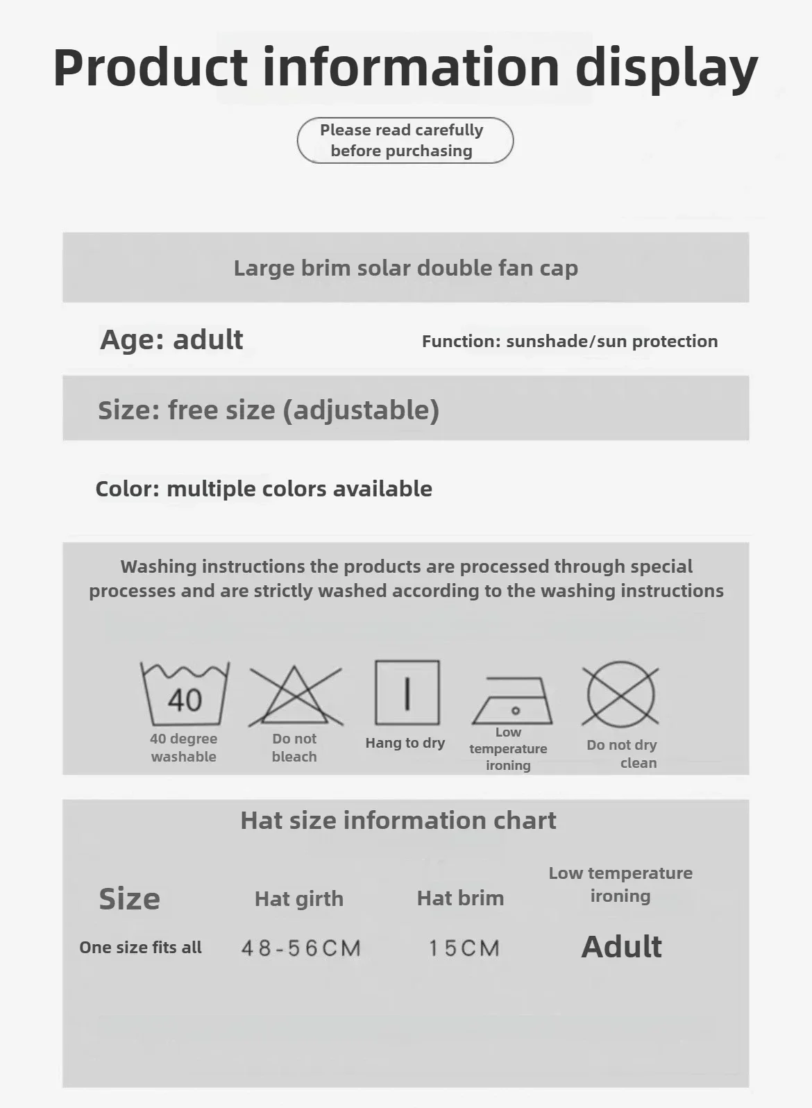 Large Quick Dry Bucket Hat with Solar Fan - USB Charging Sun Hat for Outdoor Activities