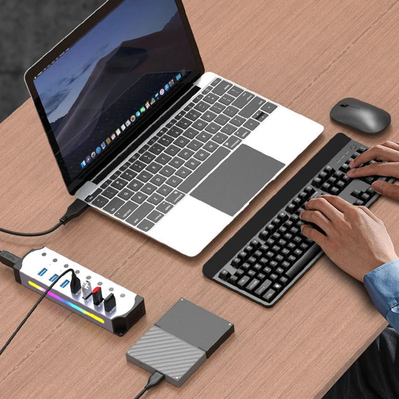 Aluminum Alloy RGB USB 3.0 Hub & Charging Dock with Switch