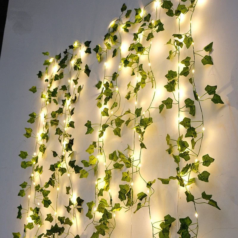 

Artificial Plant Tiny Leaf String Lights LED Fairy Lights Street Lamp Garland New Year Wedding Garden Home Christmas Decorations